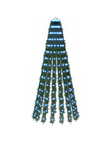 Albero di Natale LED 150 cm 240 LED Blu Acciaio Verde