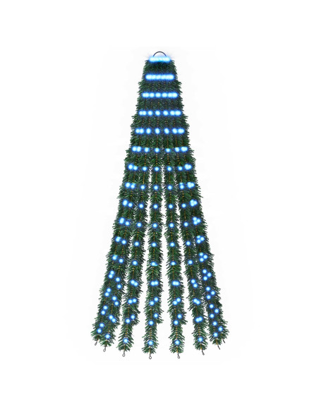 Albero di Natale LED 150 cm 240 LED Blu Acciaio Verde