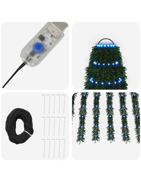 Albero di Natale LED 150 cm 240 LED Blu Acciaio Verde