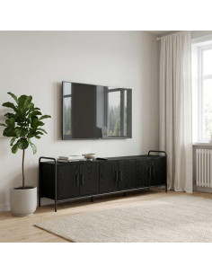 Mobile TV 146 x 33 x 50 cm Rovere Nero Legno ingegnerizzato