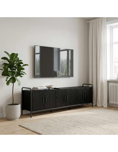 Mobile TV 146 x 33 x 50 cm Rovere Nero Legno ingegnerizzato