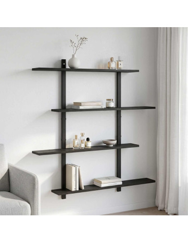 Scaffale da parete Rovere Nero 100 x 13.5 x 101 cm