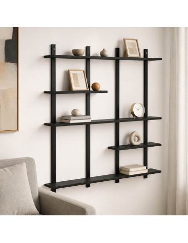 Scaffale da parete Rovere Nero 102 x 13,5 x 102,5 cm