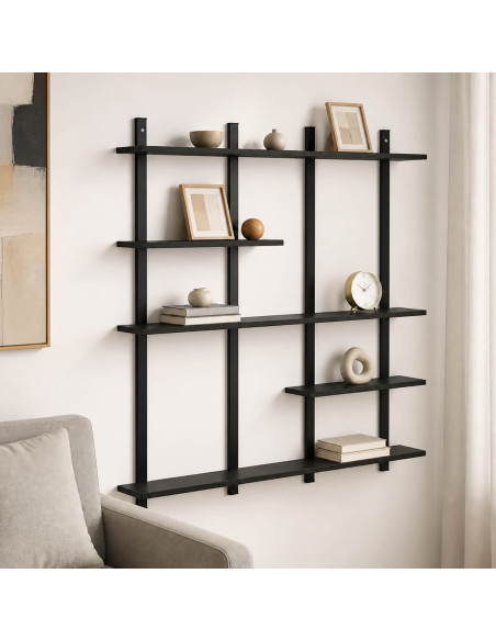 Scaffale da parete Rovere Nero 102 x 13,5 x 102,5 cm