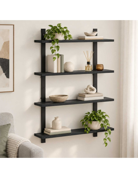 Scaffale da parete Rovere Nero 60.5 x 13.5 x 80.5 cm