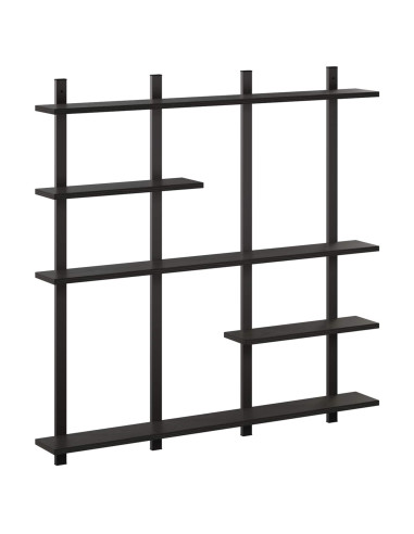 Scaffale da parete Rovere Nero 102 x 13,5 x 102,5 cm