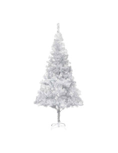 Albero di Natale Preilluminato con Palline Argento 180 cm PET