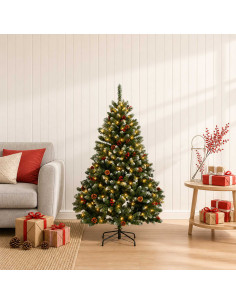 Albero di Natale Artificiale con Rami Pieghevoli 120 cm 150 LED