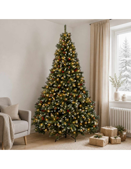 Albero di Natale Artificiale con Rami Pieghevoli 240 cm 600 LED