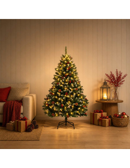 Albero di Natale Artificiale con Rami Pieghevoli 120 cm 150 LED