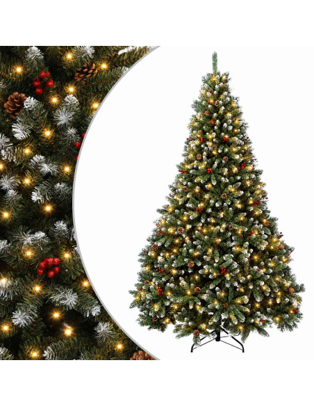Albero di Natale Artificiale con Rami Pieghevoli 240 cm 600 LED