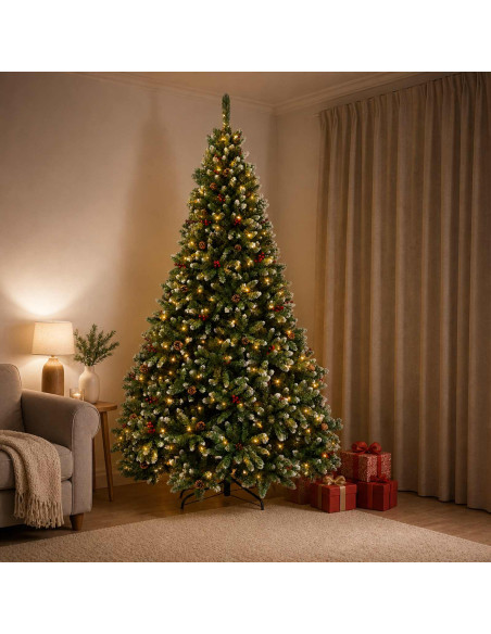 Albero di Natale Artificiale con Rami Pieghevoli 240 cm 600 LED