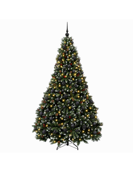 Albero di Natale artificiale verde con palline 210 cm 300 LED