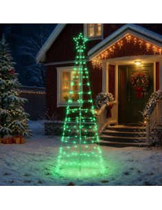 Albero di Natale LED 180 cm 168 LED Multicolore Acciaio Nero