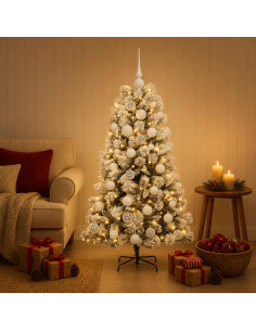 Albero di Natale artificiale con rami snodati e palline 150 cm
