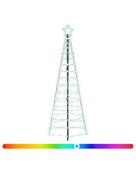 Albero di Natale LED 180 cm 168 LED Multicolore Acciaio Nero