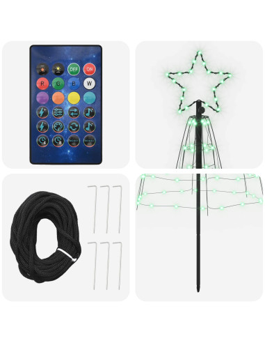 Albero di Natale LED 180 cm 168 LED Multicolore Acciaio Nero