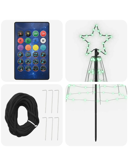 Albero di Natale LED 180 cm 168 LED Multicolore Acciaio Nero