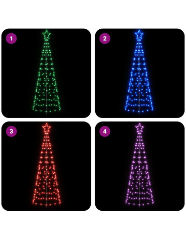 Albero di Natale LED 180 cm 168 LED Multicolore Acciaio Nero