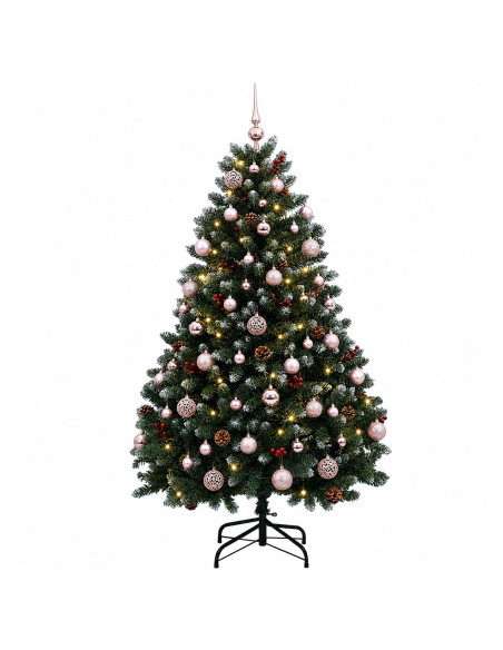 Albero di Natale artificiale verde con palline 150 cm 150 LED