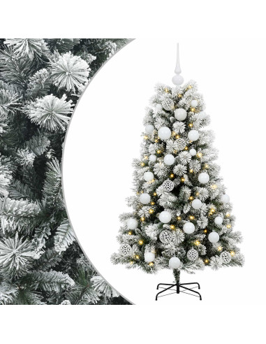 Albero di Natale artificiale con rami snodati e palline 150 cm