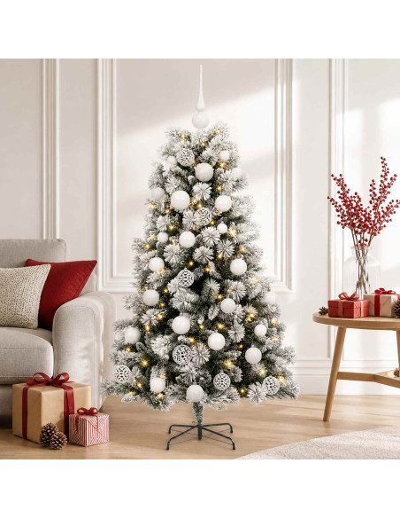 Albero di Natale artificiale con rami snodati e palline 150 cm