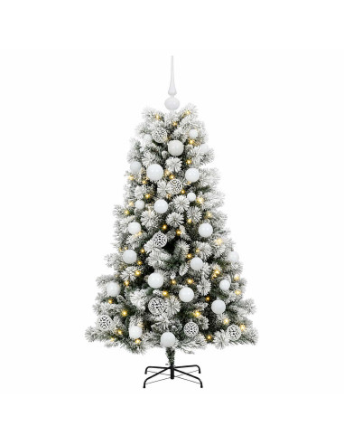Albero di Natale artificiale con rami snodati e palline 150 cm