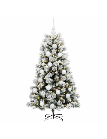 Albero di Natale artificiale con rami snodati e palline 150 cm