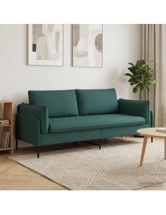 Divano 3-Persone Verde Scuro 222 x 81 x 89 cm Tessuto