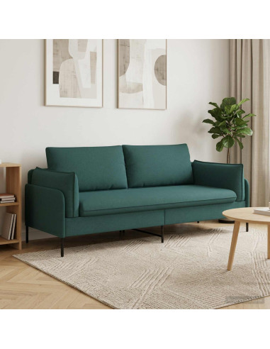 Divano 3-Persone Verde Scuro 222 x 81 x 89 cm Tessuto