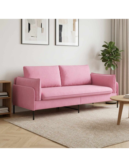 Divano 3-Persone Rosa 222 x 81 x 89 cm Tessuto