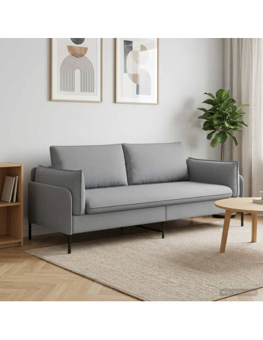 Divano 3-Persone Grigio Chiaro 222 x 81 x 89 cm Tessuto