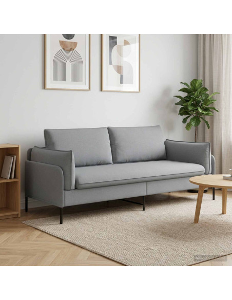 Divano 3-Persone Grigio Chiaro 222 x 81 x 89 cm Tessuto