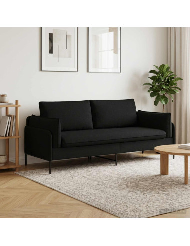 Divano 3-Persone Nero 222 x 81 x 89 cm Tessuto