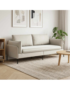 Divano 3-Persone Crema 222 x 81 x 89 cm Velluto