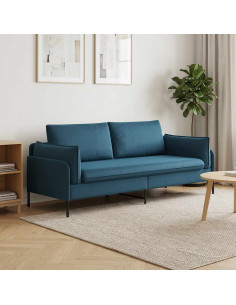 Divano 3-Persone 3 posto Blu 222 x 81 x 89 cm Velluto