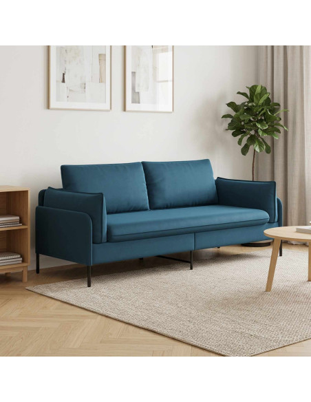 Divano 3-Persone 3 posto Blu 222 x 81 x 89 cm Velluto