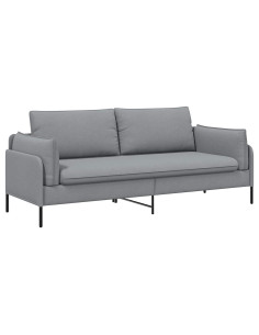 Divano 3-Persone Grigio Chiaro 222 x 81 x 89 cm Tessuto 2