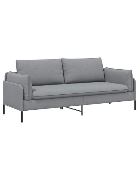 Divano 3-Persone Grigio Chiaro 222 x 81 x 89 cm Tessuto