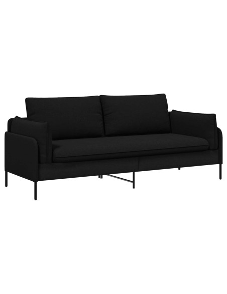 Divano 3-Persone Nero 222 x 81 x 89 cm Tessuto