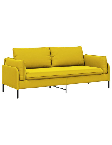 Divano 3-Persone 3 posto Giallo 222 x 81 x 89 cm Velluto