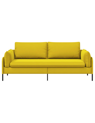Divano 3-Persone 3 posto Giallo 222 x 81 x 89 cm Velluto