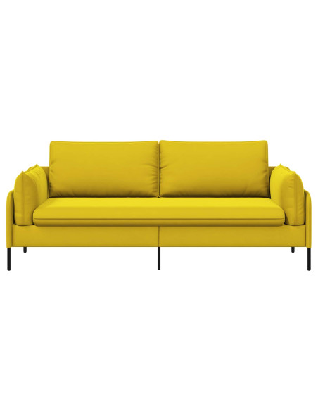 Divano 3-Persone 3 posto Giallo 222 x 81 x 89 cm Velluto