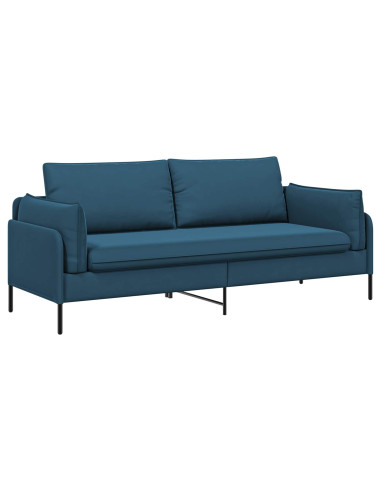 Divano 3-Persone 3 posto Blu 222 x 81 x 89 cm Velluto