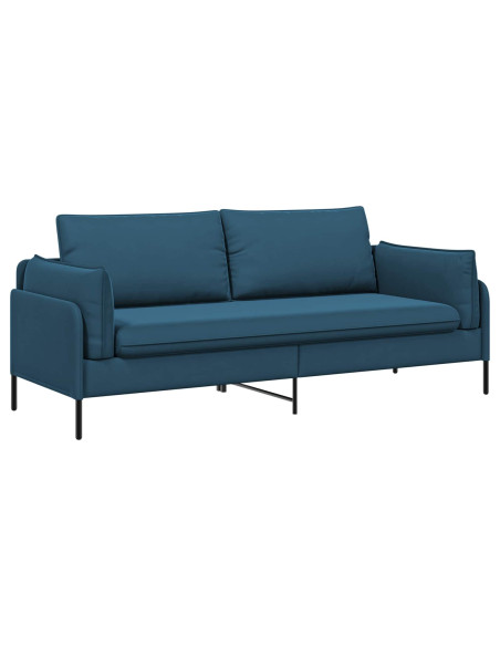 Divano 3-Persone 3 posto Blu 222 x 81 x 89 cm Velluto