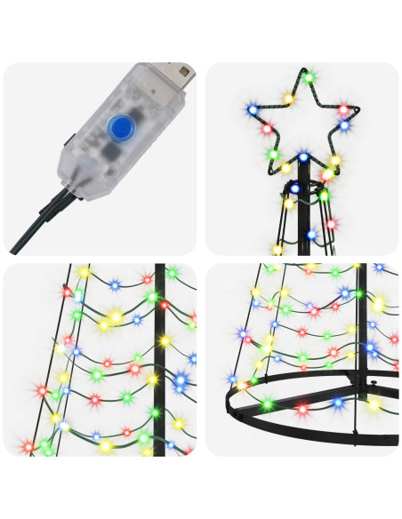 Albero di Natale LED a spirale con base EKENAS 180 cm 220 LED