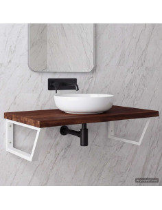 Mensola Quadrata da Parete per Lavabo Marrone scuro e Bianco