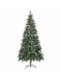 Albero di Natale Preilluminato con Palline e Pigne 210 cm 2
