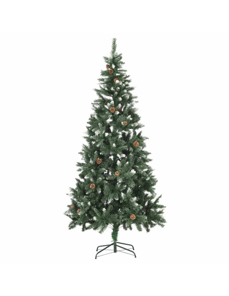 Albero di Natale Preilluminato con Palline e Pigne 210 cm