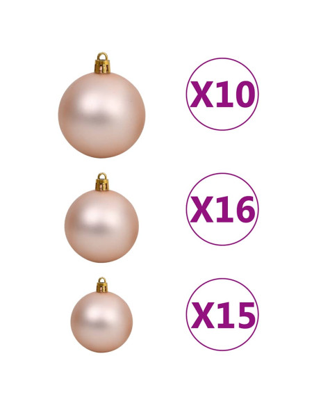 Albero di Natale Preilluminato con Palline e Pigne 210 cm